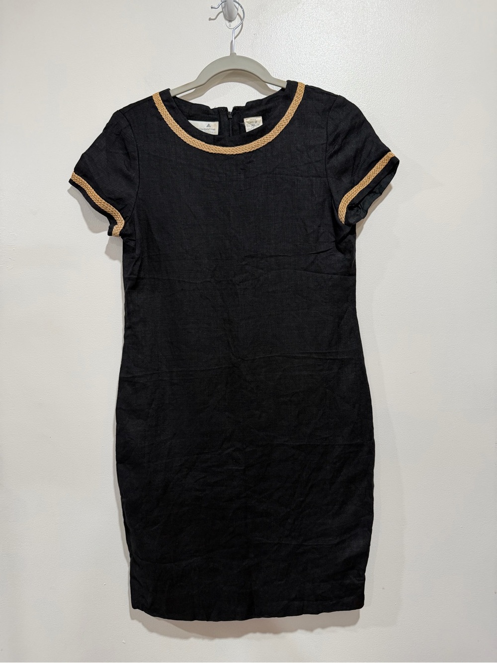 Liz Claiborne Petites Black Linen Sheath Dress Size 2 Vintage - Picture 2 of 8
